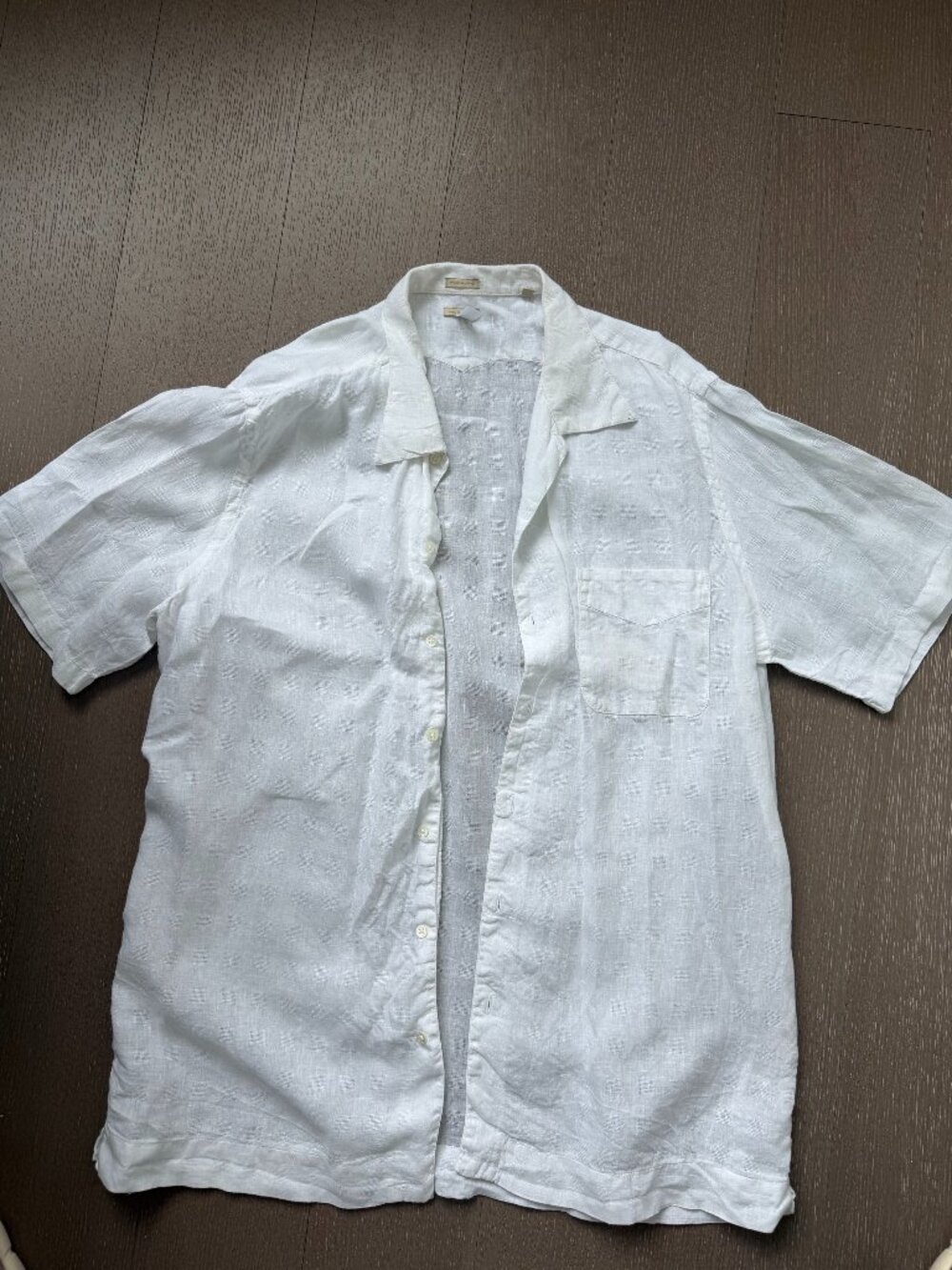 Men's Massimo Alba 100% Linen and Cotton Short Sleeve Button Up, Size Large